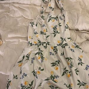 Floral Halter Dress with Lemon Print